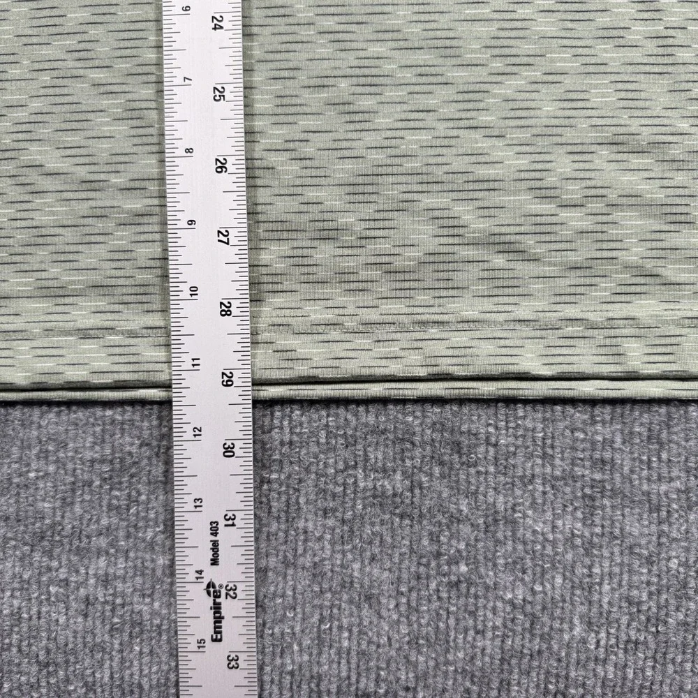 Zella Polo Shirt Men Medium Green Stripe‎ Short Sleeve Activewear Snap Stretch